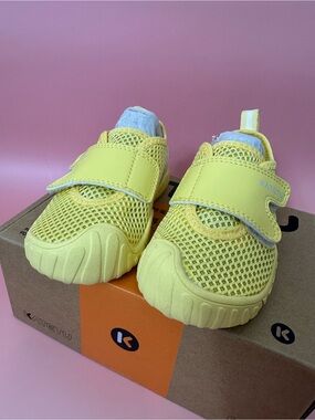 Bright Yellow Kids' Mesh Sneakers with Easy Hook & Loop